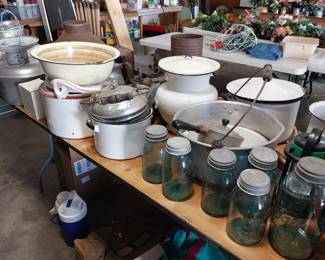 blur Ball jars, enamelware