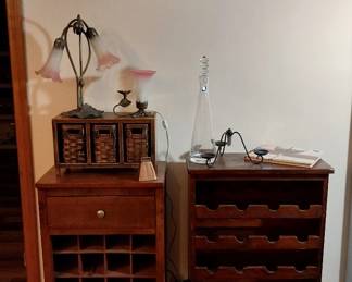 wine racks, flower lamps, wall clock, decantur