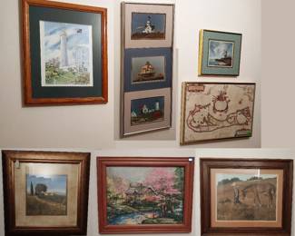 wall art, light house, map, nautical