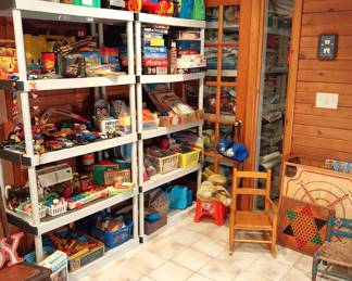 Buddy L, Tonka, Road Builders, 4pc Spider Man set, die cast cars, Fisher Price, board games, children’s books, Carrom boards, Lego