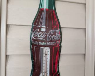 Vintage Coca-Cola Bottle Tin Wall Thermometer