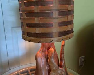 Cypress-Knee' Table Lamp w/ basket Weave Shade #2 
