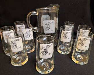 BC Comic Johnny Hart Glass Pitcher & Tumbler Set