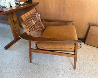 Danish Modern Olsen teak & cane lounge chair