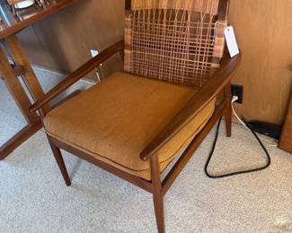 Danish Modern Olsen teak & cane lounge chair