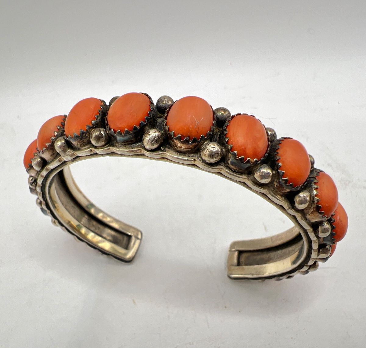 Sterling Silver Coral Cuff Bracelet