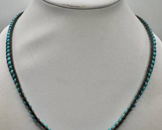 Turquoise Beaded Necklace with Sterling Silver Clasp
