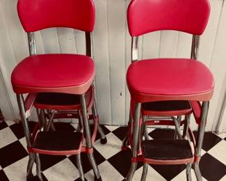 Cosco retro red & chrome counter stools