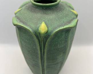 Jemerick Studio Pottery matte green sculptural vase