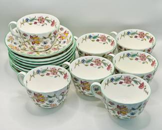 Minton Haddon Hall Bone China Teacups & Saucers