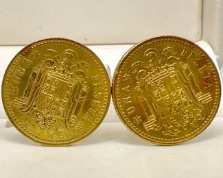 Golden coin cufflinks
