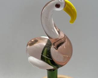 Pink flamingo glass swizzle stick