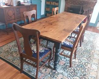 Farmhouse Dining Table with Six Chairs