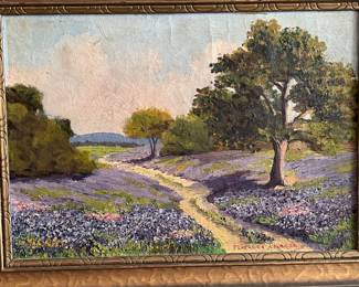 Original Oil Painting of Texas Bluebonnet field By Coleman