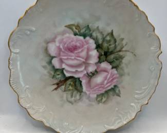 Roses with gold trim fine china plate