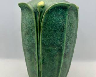 Jemerick Studio Pottery Sculptural Vase of Green Leaves and Yellow Buds