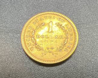 1851 Gold Liberty Head Gold Dollar Coin