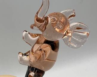 Elephant pink glass swizzle stick