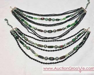 TWO Matching Vintage Glass Bead Necklaces