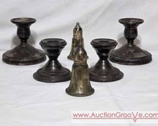 Sterling Silver Candle Stick Holders and Salt and Pepper Shakers