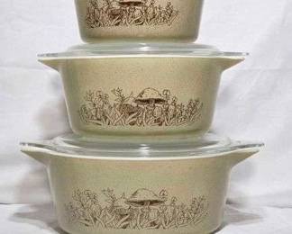 Vintage Pyrex Mushroom Pattern Covered Dishes