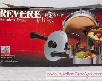 NEW IN BOX 12 Piece REVERE WARE Stainless Steel Copper Bottom Pan Set