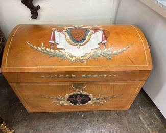 Large leather hand-painted chest