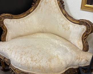 Fabulous Italian guilt, wood corner chair