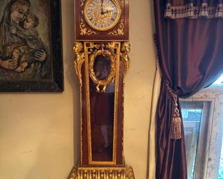 Fabulous French tall clock, guilt bronze