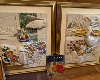 Alvar Suno/ Munoz born 1935 in Spain a suite of four originals entitled The Four Seasons very rare 22 karat guiltgold frames