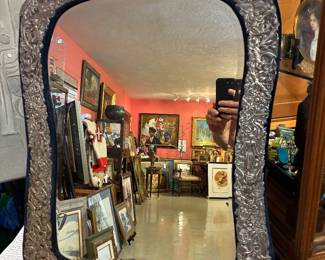 Vintage Very large sterling silver mirror