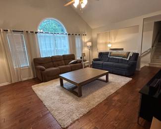 Sofas, rug and large coffee table 