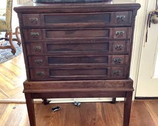 ANTIQUE AMERICAN WALNUT SPOOL CABINET