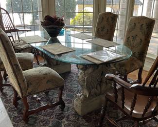 ELEGANT GLASS TOP DINING TABLE & 4 CHAIRS