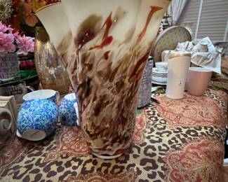 Late 20th century Josefina handmade handkerchief style marbled vase poland. 