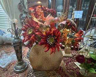 Beautiful gold vase with sunflowers