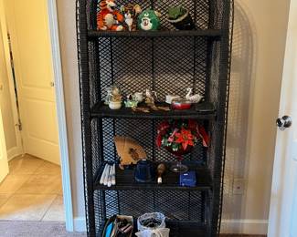 Black Wicker shelves, decor