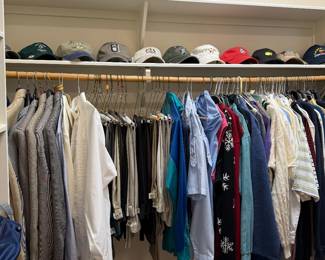mens clothes, new and lightly used caps, shorts 34 waist