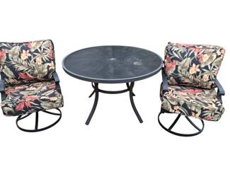48" Patio Table with 2 Swivel Chairs