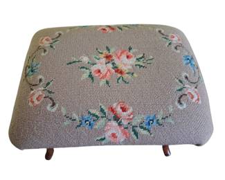 Antique Needlepoint Footstool