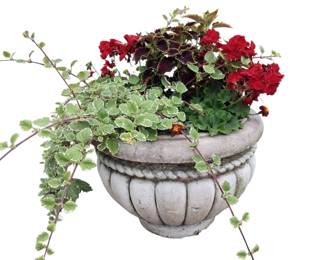 22" Concrete Planter with Plants Flowers