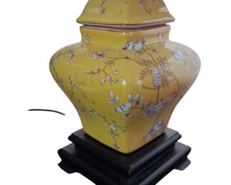 Yellow Porcelain Ginger Jar Style Lamp