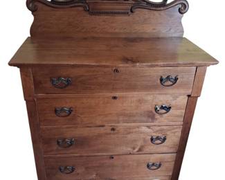 Antique Carved Scalloped Backboard Dresser