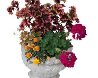 16" Concrete Planter with Plants Flowers