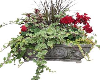 Pair 29" Concrete Planter Boxes with Plants Flowers
