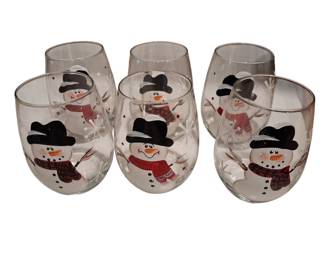 6 - Handpainted Snowman Christmas Glasses