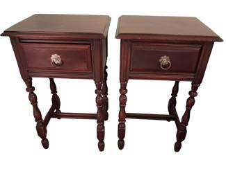 Pair Vintage Solid Wood End Tables