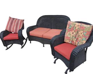 Wicker Patio Loveseat and Rocker Set