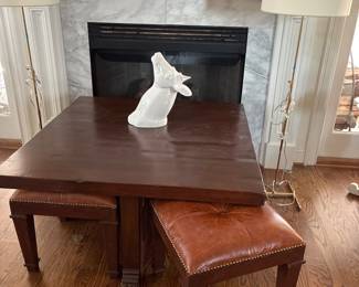 coffee table with 4 leather seats