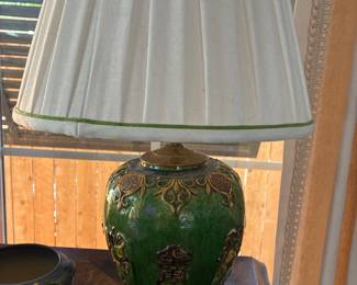 Pair of dark green lamps